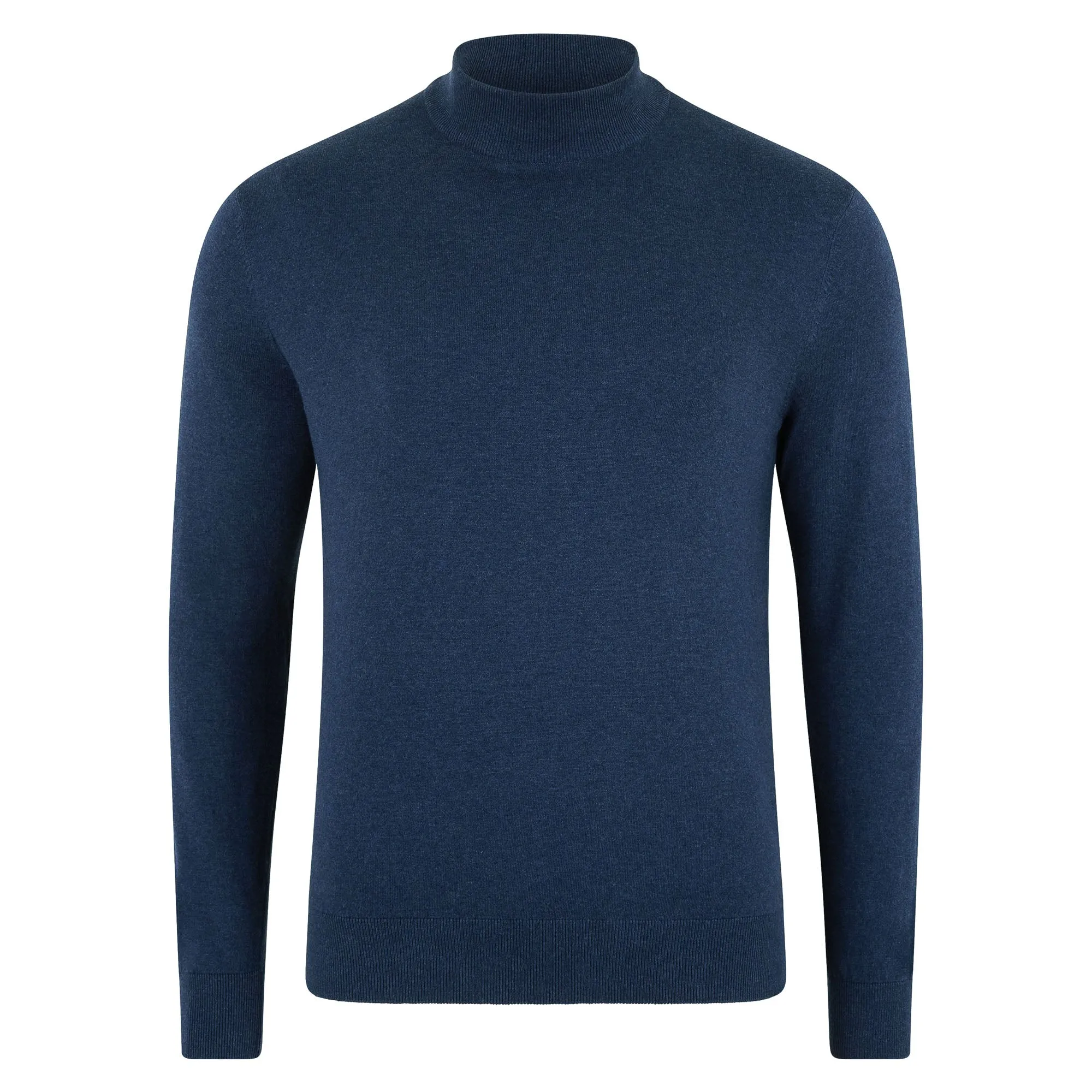 Mens Ultra Fine Cotton Mock Turtle Neck Jumper