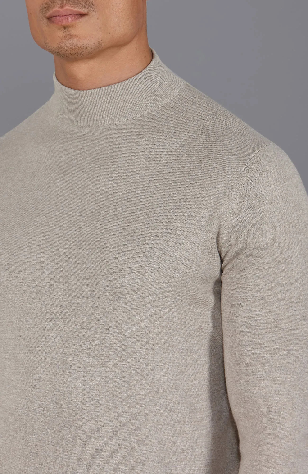 Mens Ultra Fine Cotton Mock Turtle Neck Jumper