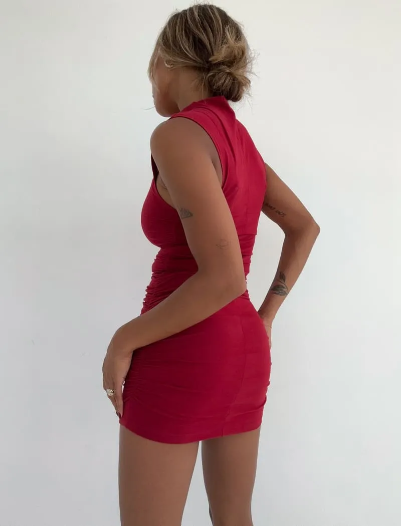 Minimalist Mini Dress in Maroon