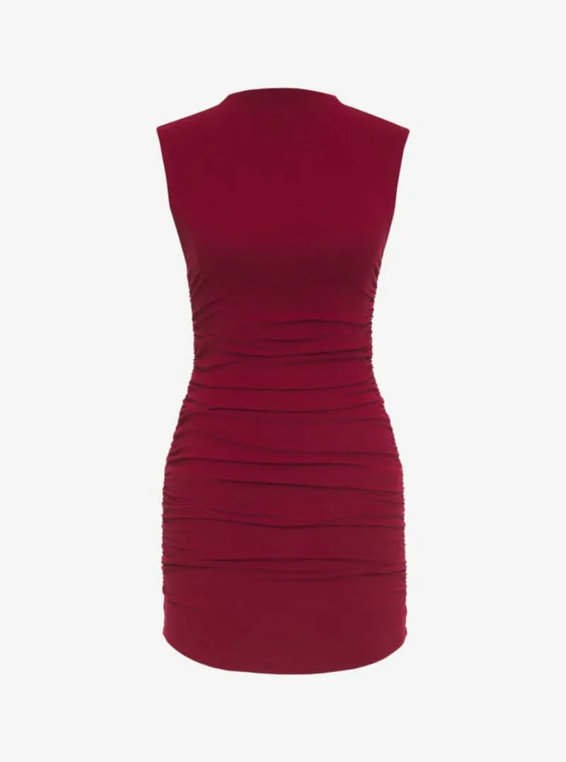 Minimalist Mini Dress in Maroon