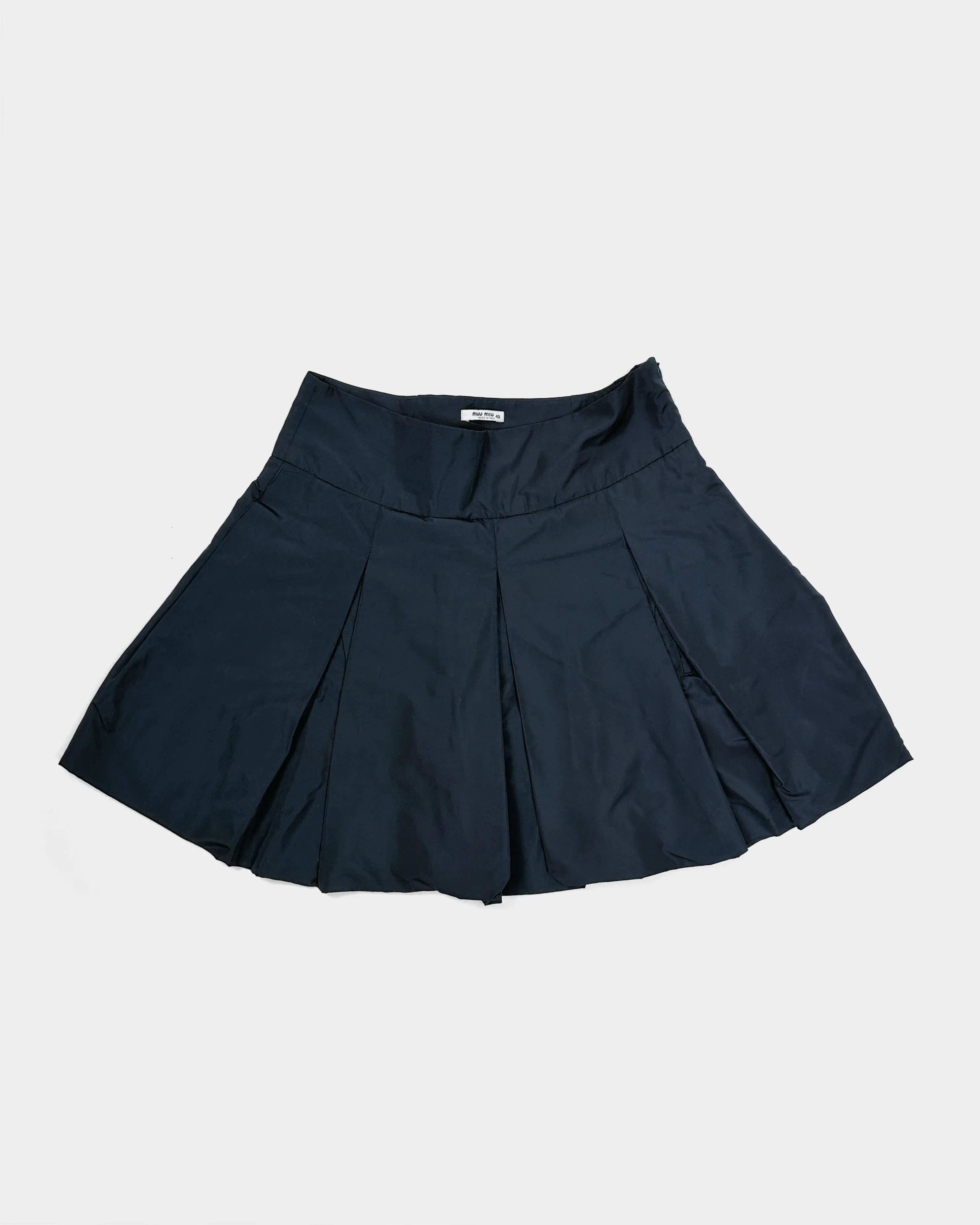 Miu Miu Navy Blue Pleated Mini Skirt 2000's