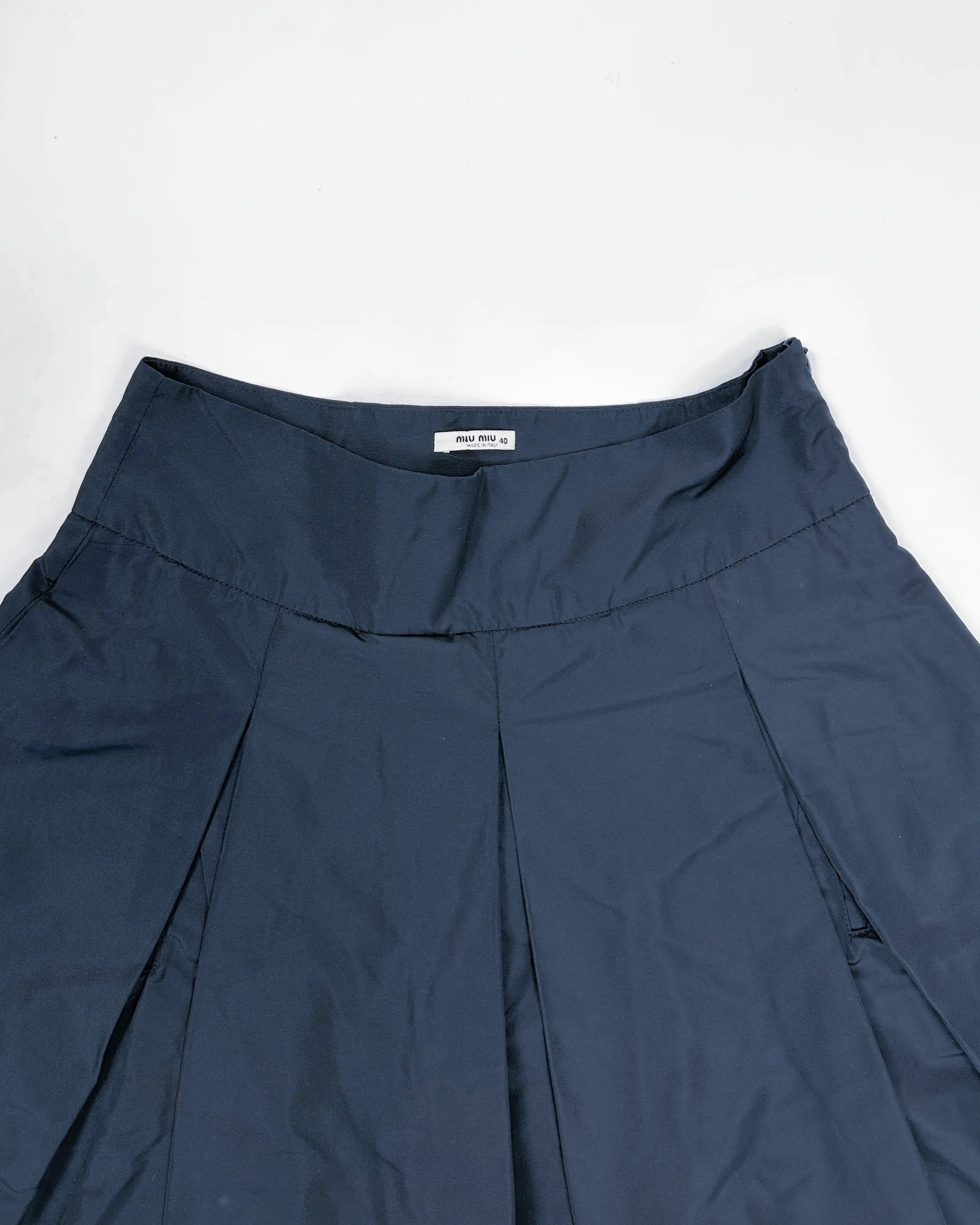 Miu Miu Navy Blue Pleated Mini Skirt 2000's