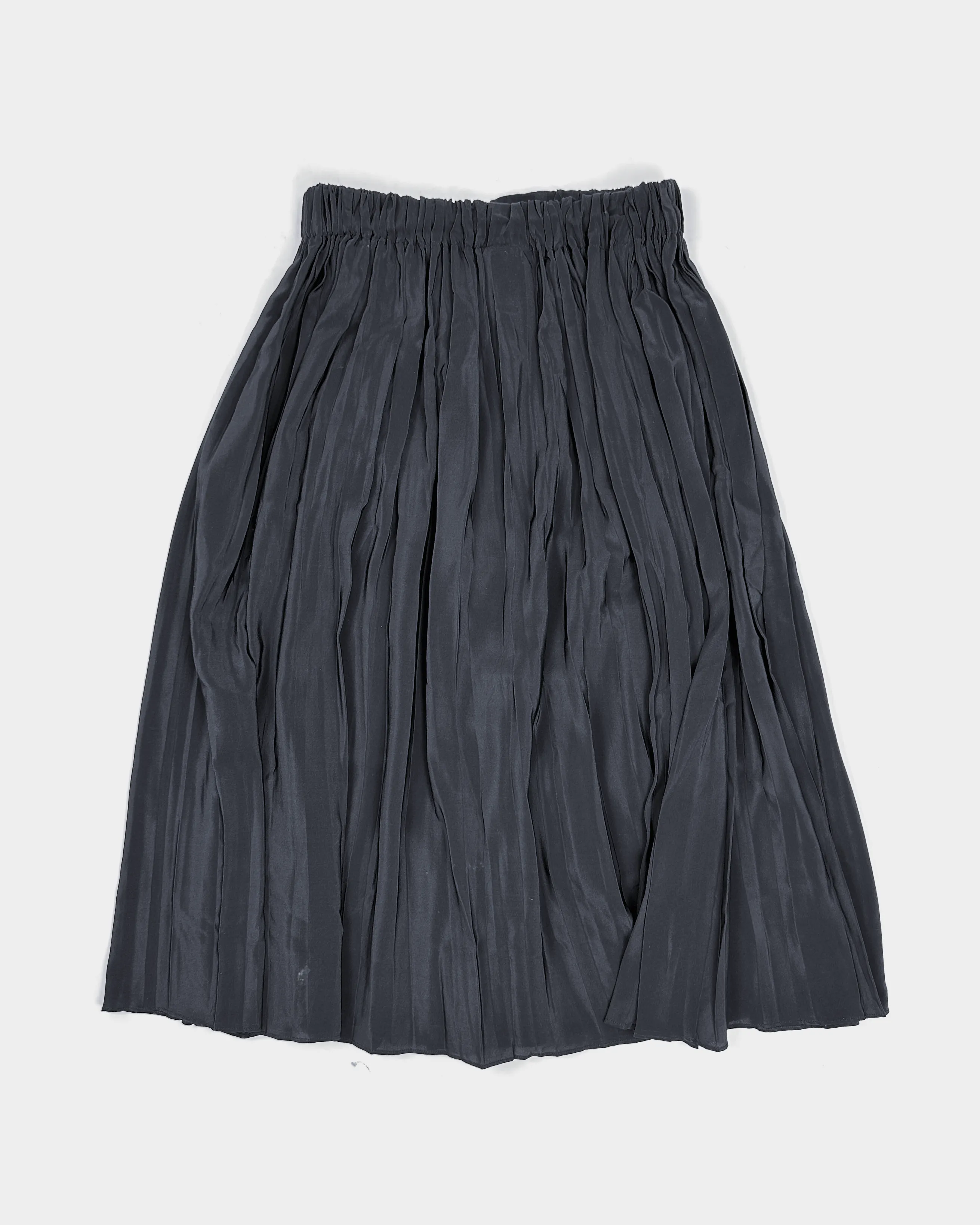 Miu Miu Pleated Black And Blue Silk Skirt 2000's