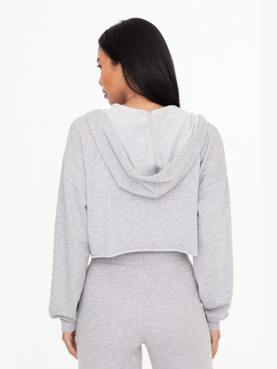 Mono B Crop French Terry Zip-Up Hoodie