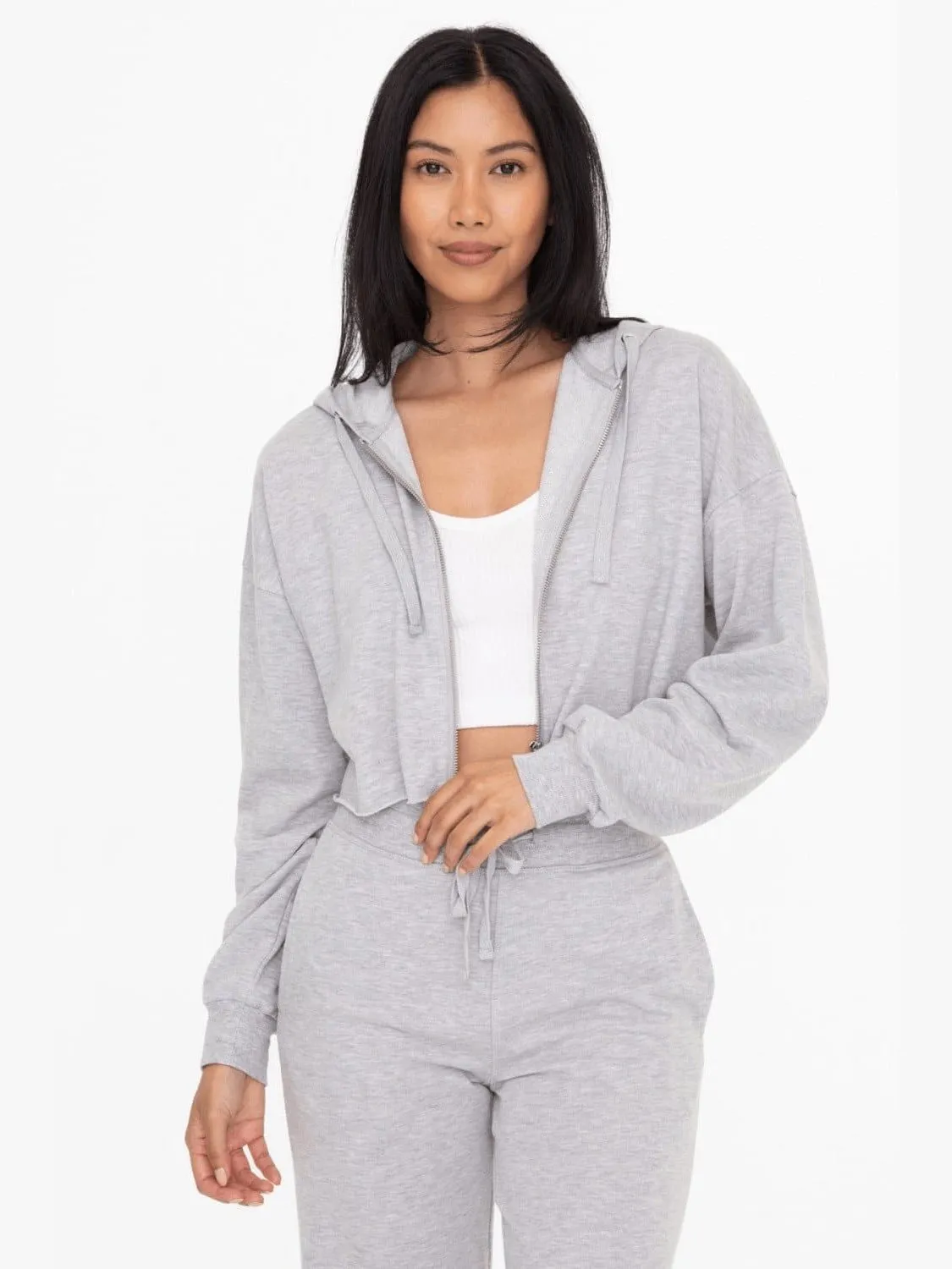 Mono B Crop French Terry Zip-Up Hoodie