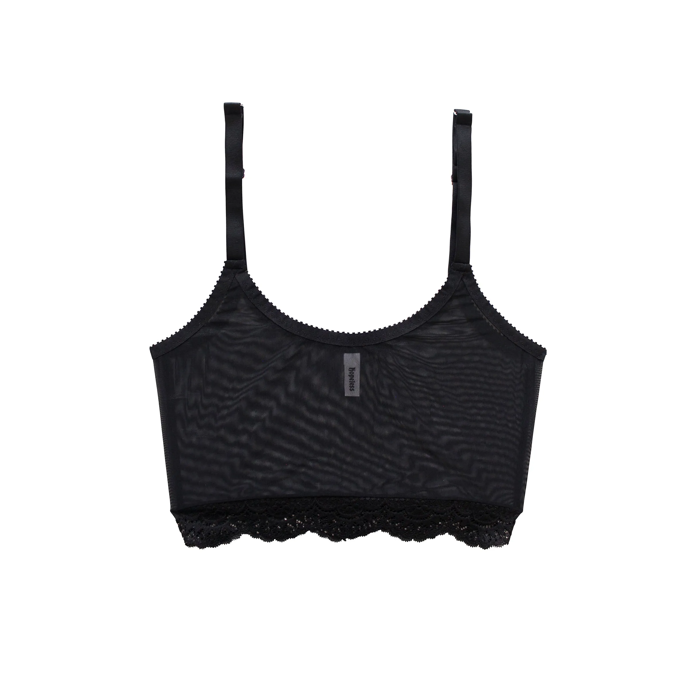 Nancy Cami Black Mesh with Lace Trim