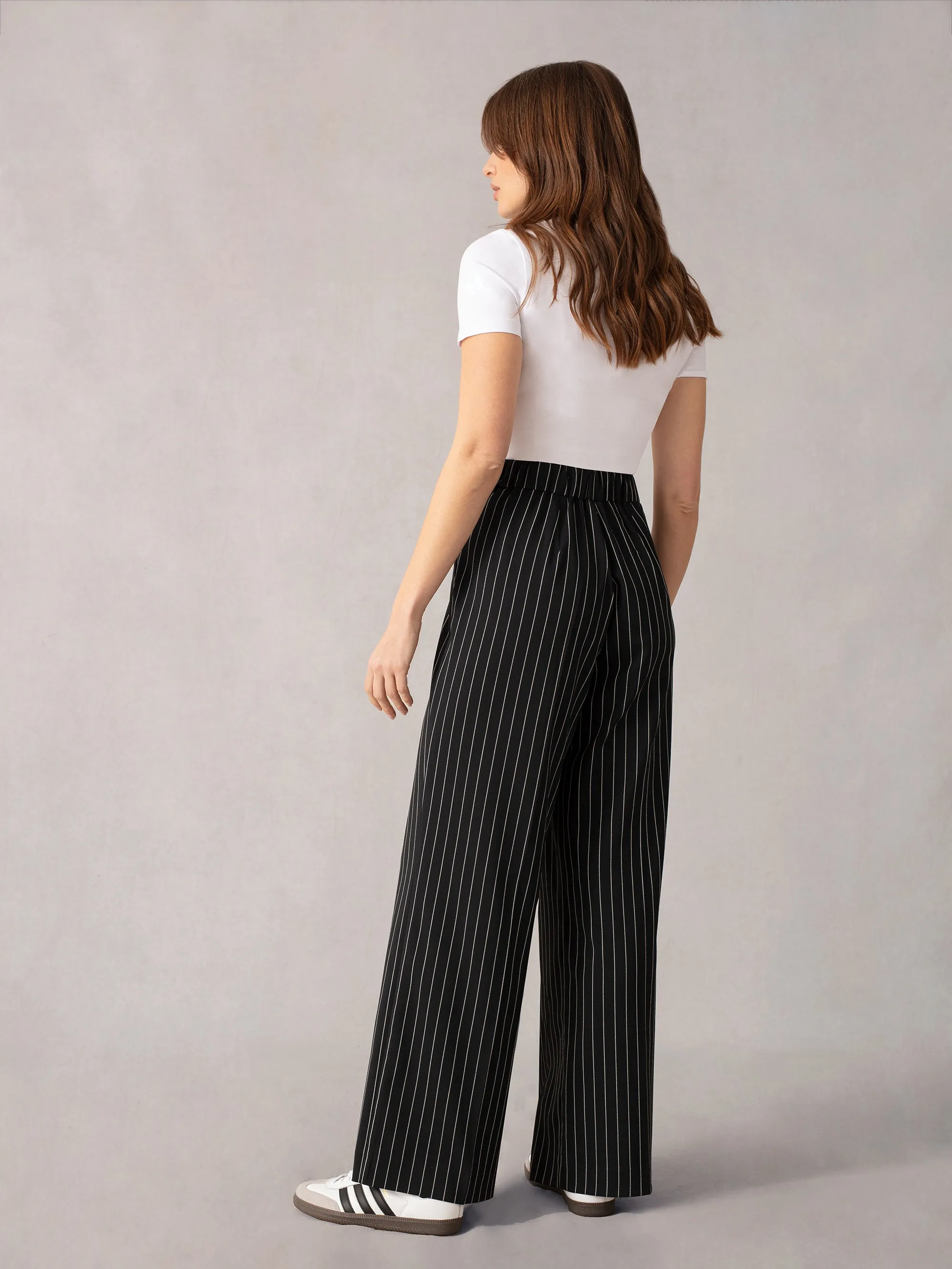 Navy Pinstripe Trousers