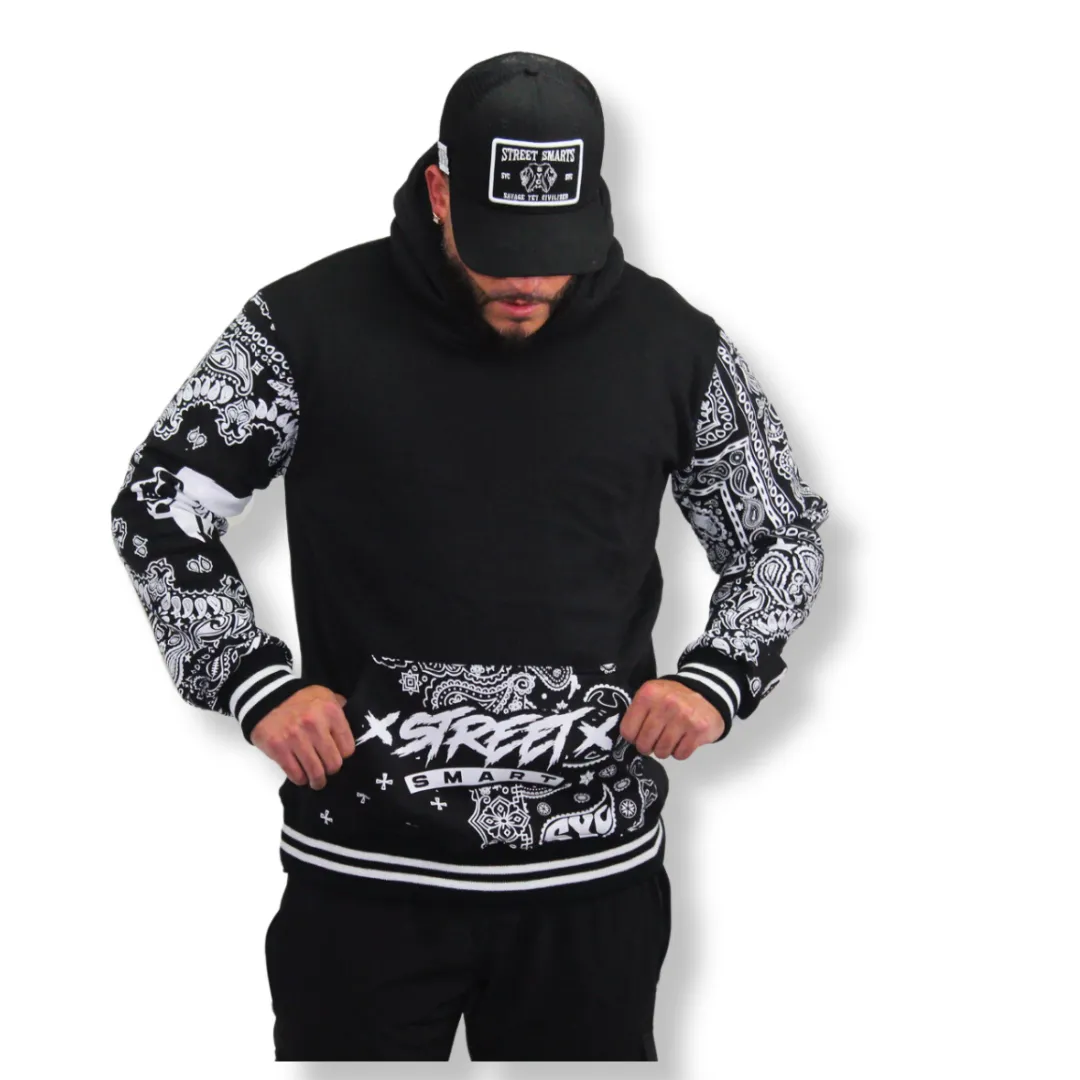 PAISLEY HOODIE-  BLACK