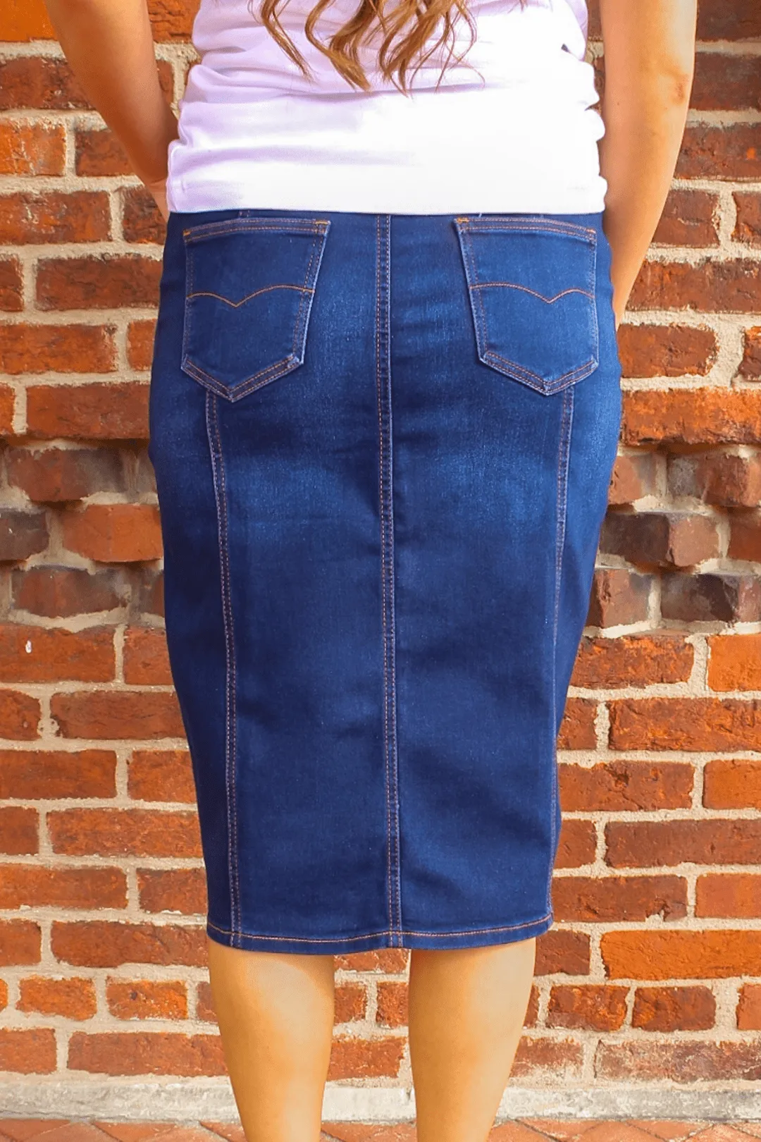 Panel Dark Wash Denim Skirt