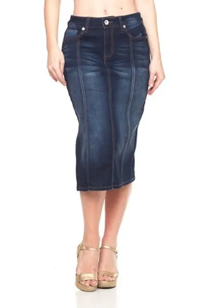 Panel Dark Wash Denim Skirt