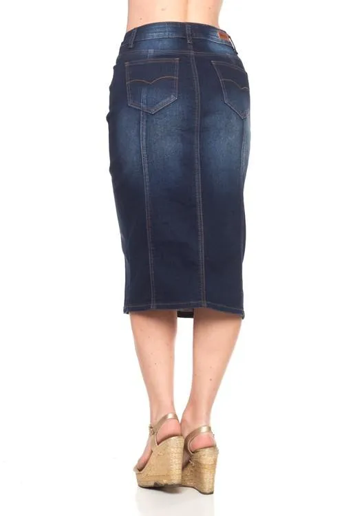 Panel Dark Wash Denim Skirt