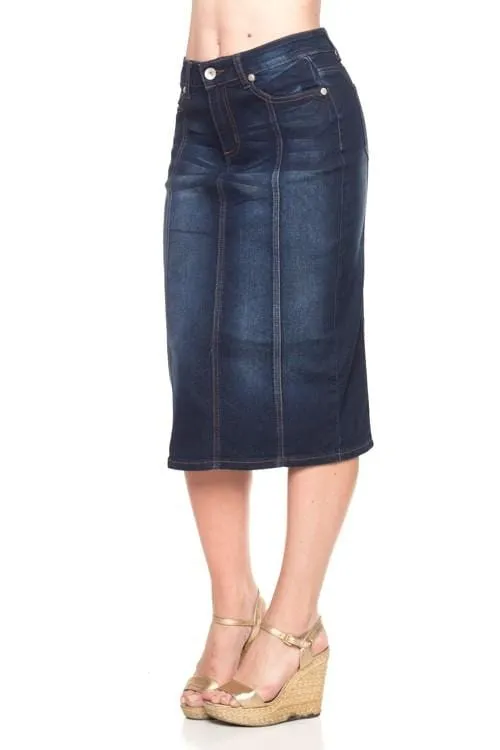 Panel Dark Wash Denim Skirt