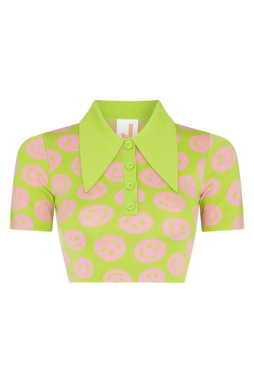 Pear/Taffy Gloss Smiley Crop Polo