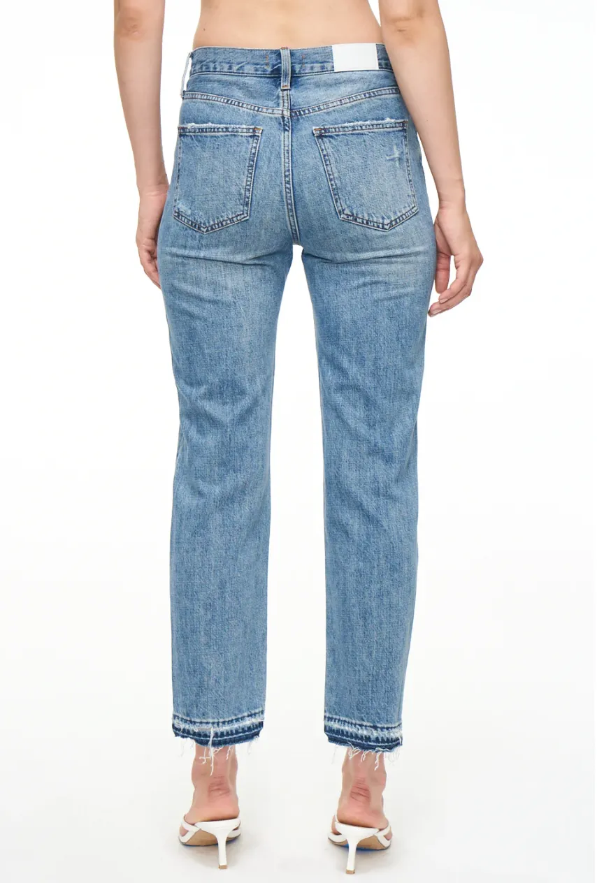 Pistola Charlie High Rise Getaway Vintage Ankle Cut Raw Hem Denim Jeans