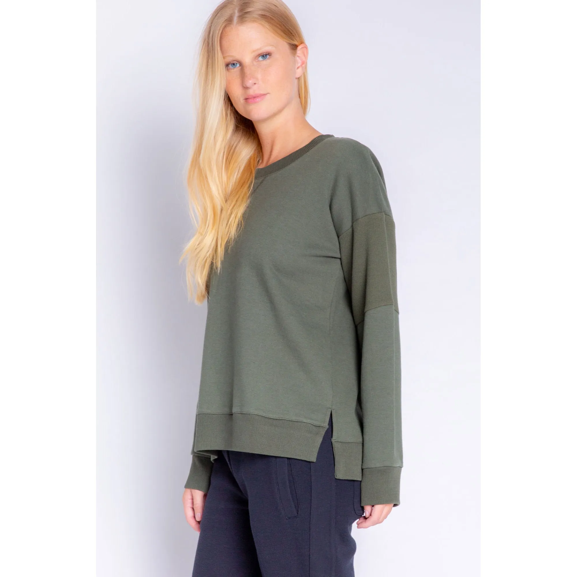 PJ Salvage Women's Midnight Hunter Solid Top - OLIVE