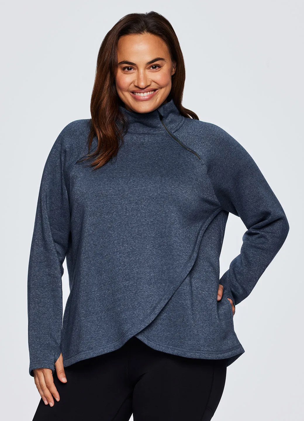 Plus Prime Ready To Roll Fleece Zip Mock Neck Pullover