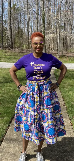 Purple & Yellow Plaid Star Midi Skirt w/Pockets (ONE SIZE)