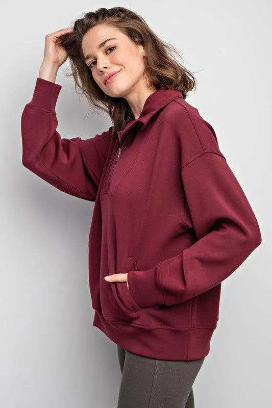 Quarter Zip Funnel Neck Pullover