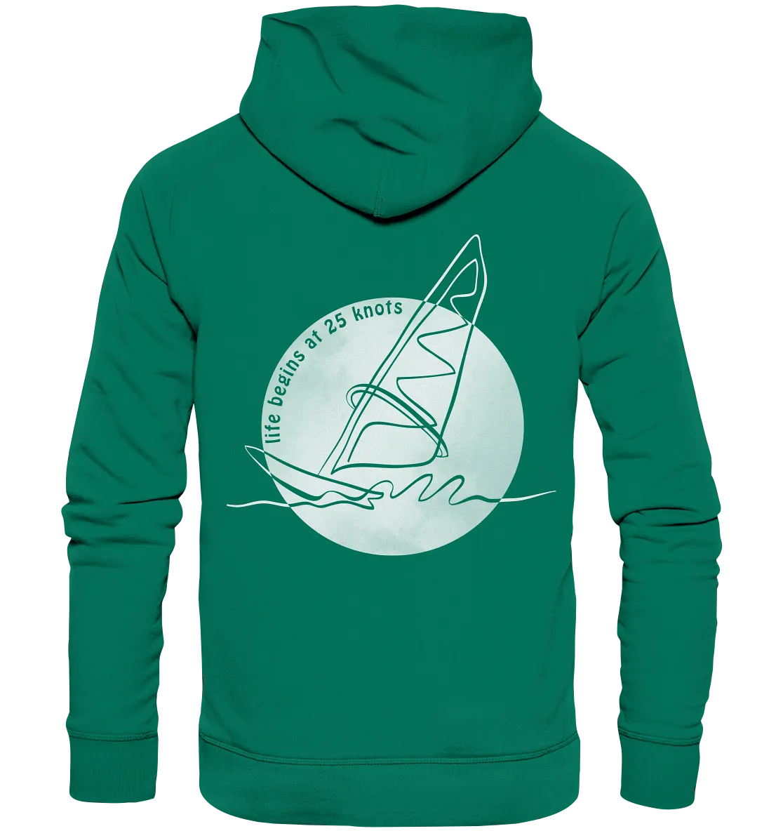 "Life begins at 25 Knots Backtail" - Unisex Premium Organic Hoodie