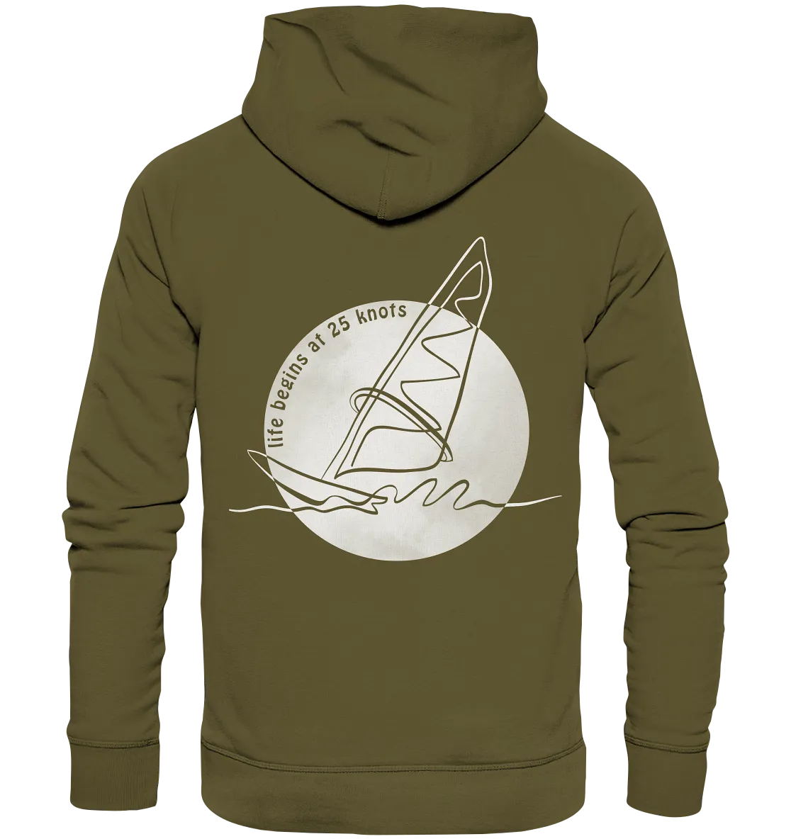 "Life begins at 25 Knots Backtail" - Unisex Premium Organic Hoodie