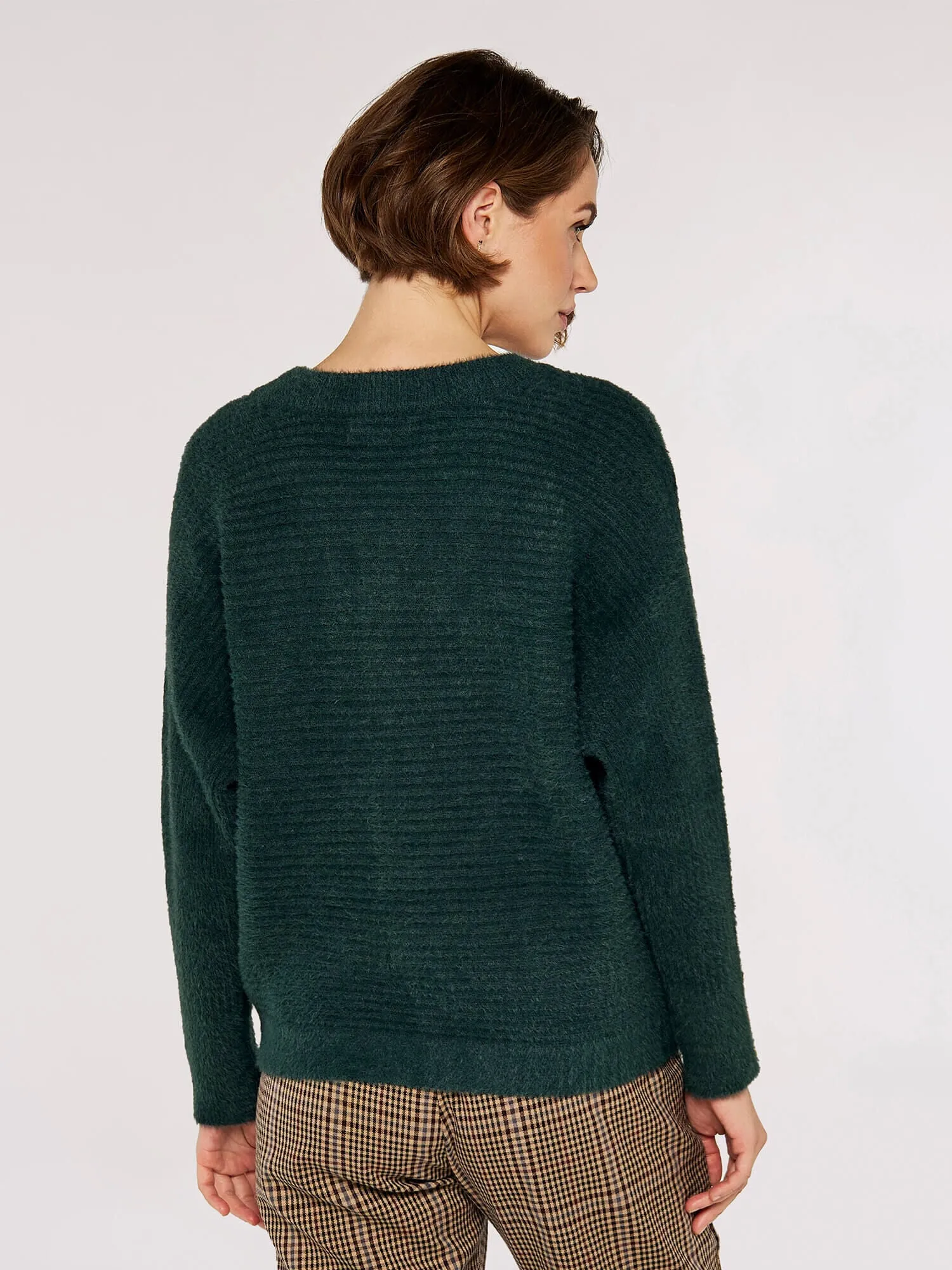 Ribbed Button Cuffed Sweater