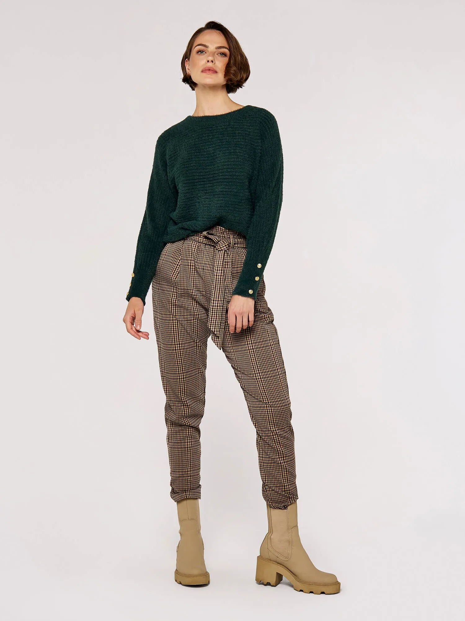 Ribbed Button Cuffed Sweater