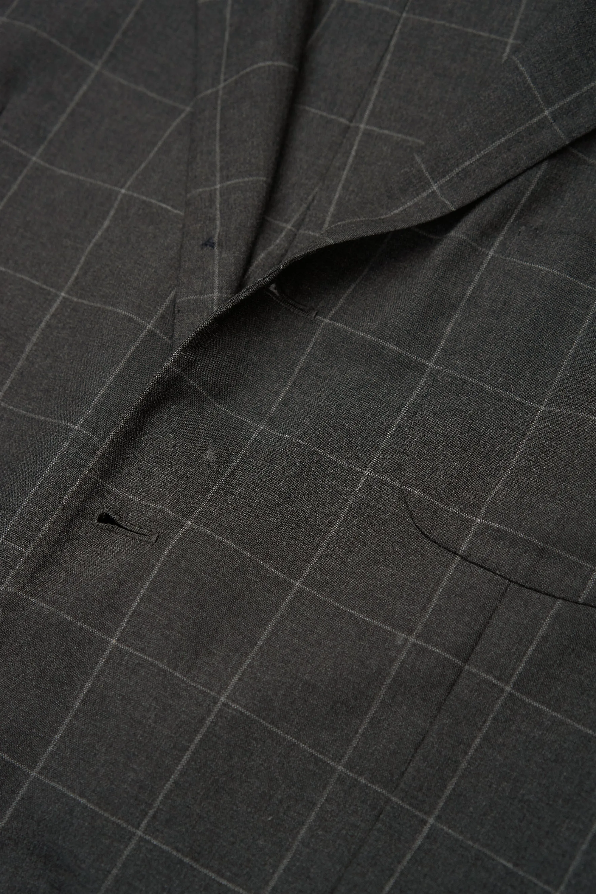 Sartoria Partenopea Dark Grey Windowpane Wool Suit