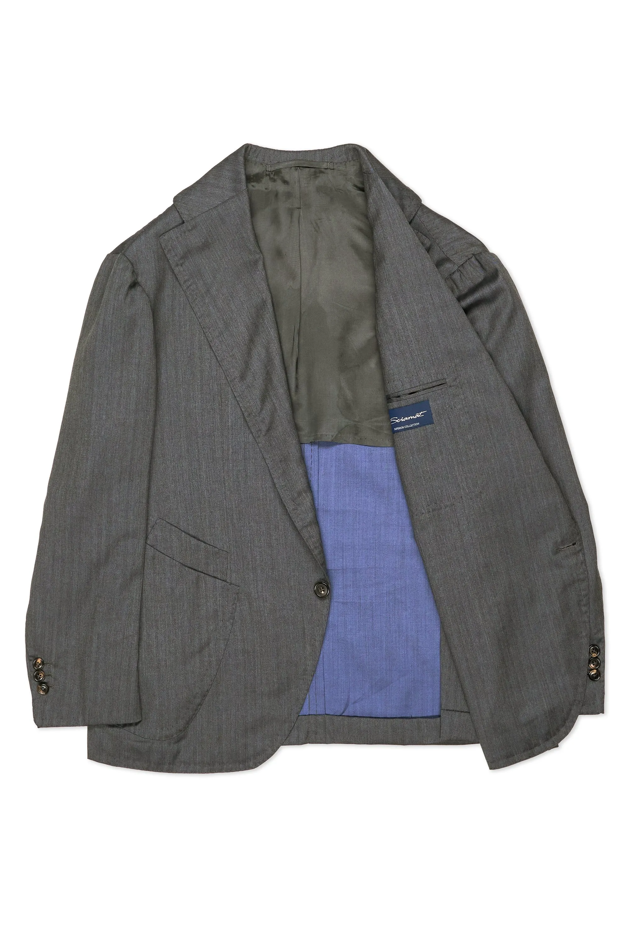 Sciamat Grey/Blue Wool Herringbone Jacket with Ambrosi Trousers