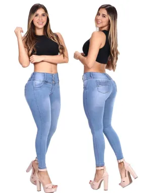 Sky blue push up skinny jeans