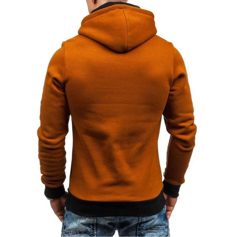 Solid color pullovers with hooded slanted zippers