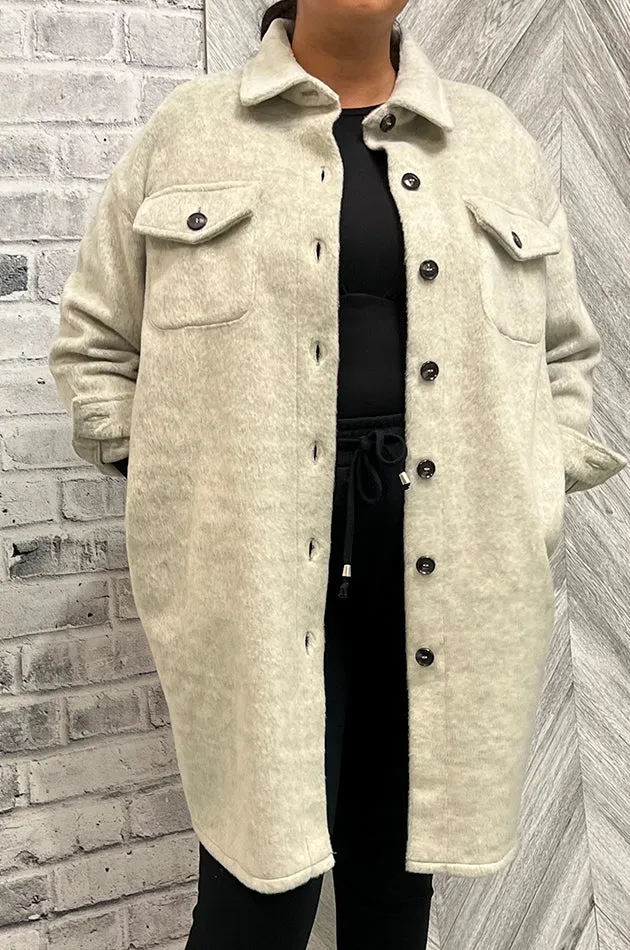 SOLID LONG SHIRT JACKET