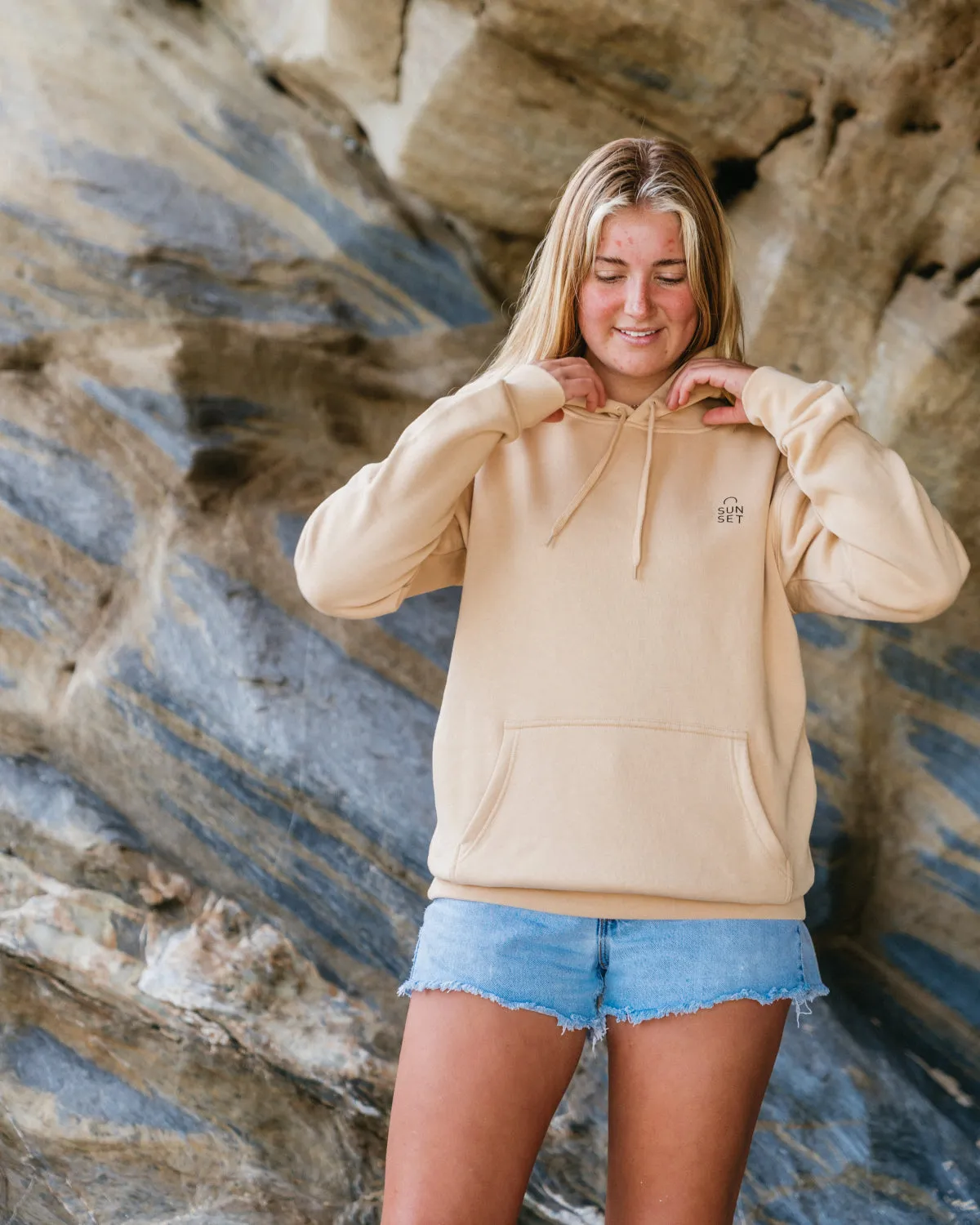 Sunset Surf Womens Hoodie - Sandy Yellow