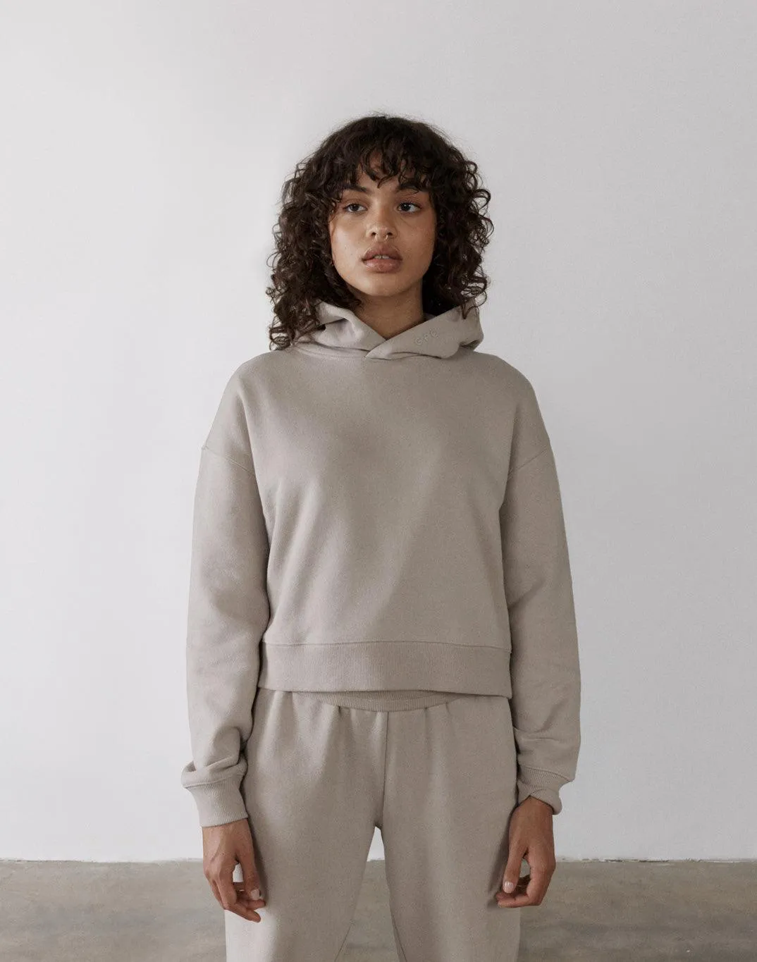 The Womens Pullover Crop Hoodie in Ashwood