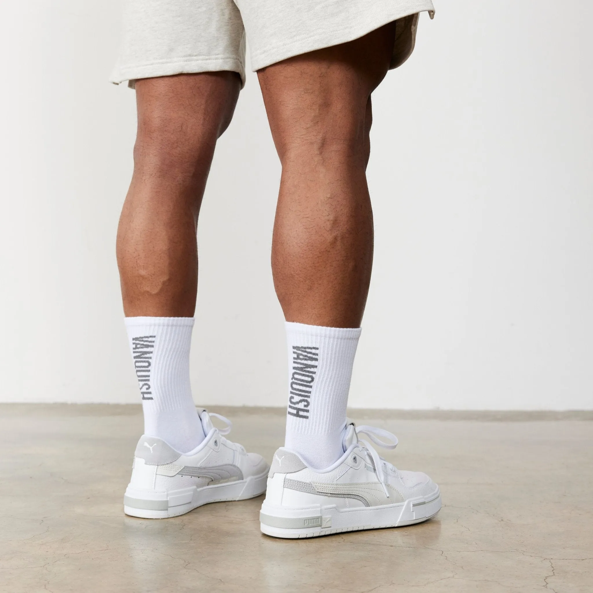 Vanquish White Back Logo Organic Socks