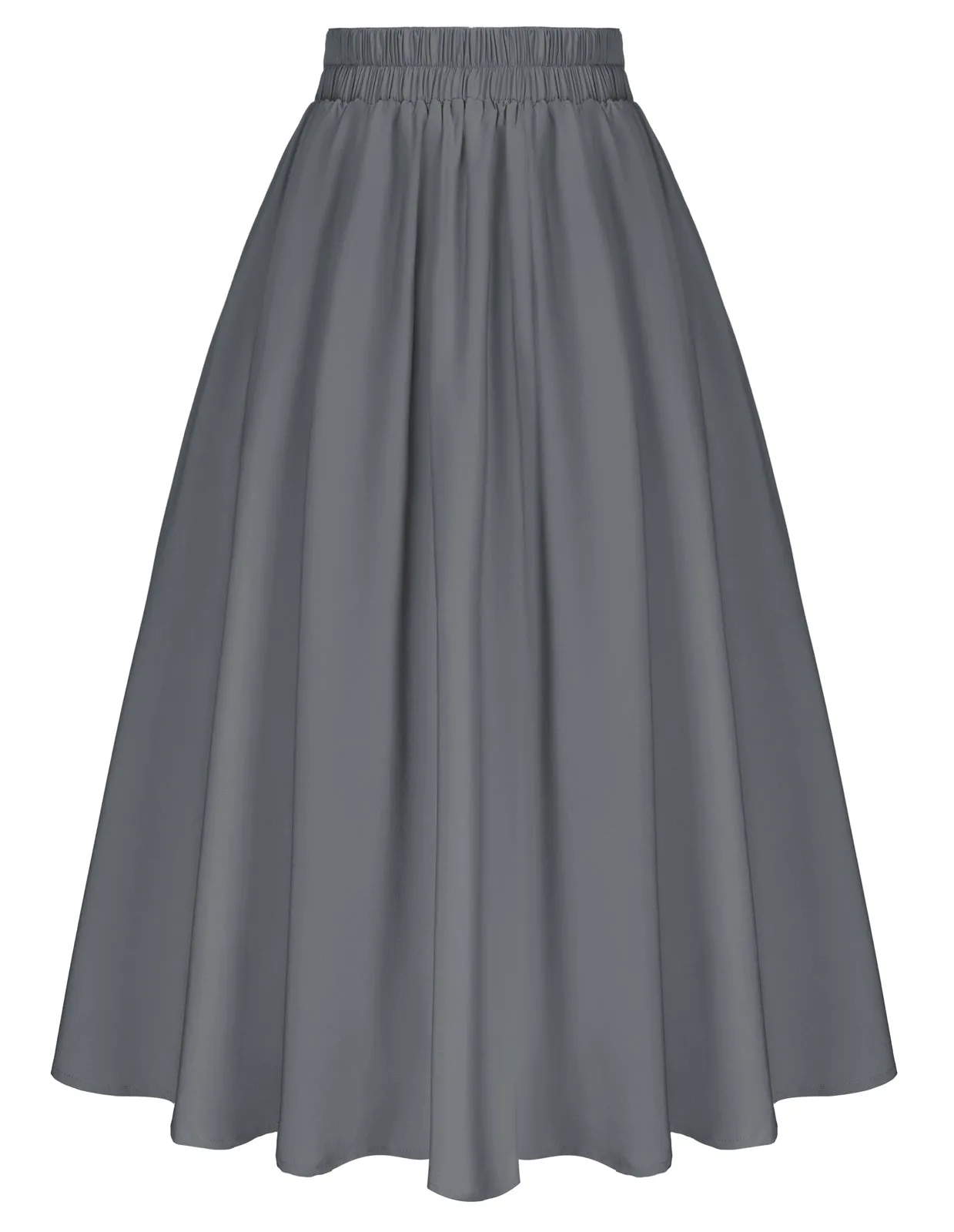 Vintage Skirts with Side Slit High Waisted Midi A-Line Flowy Skirts with Pockets