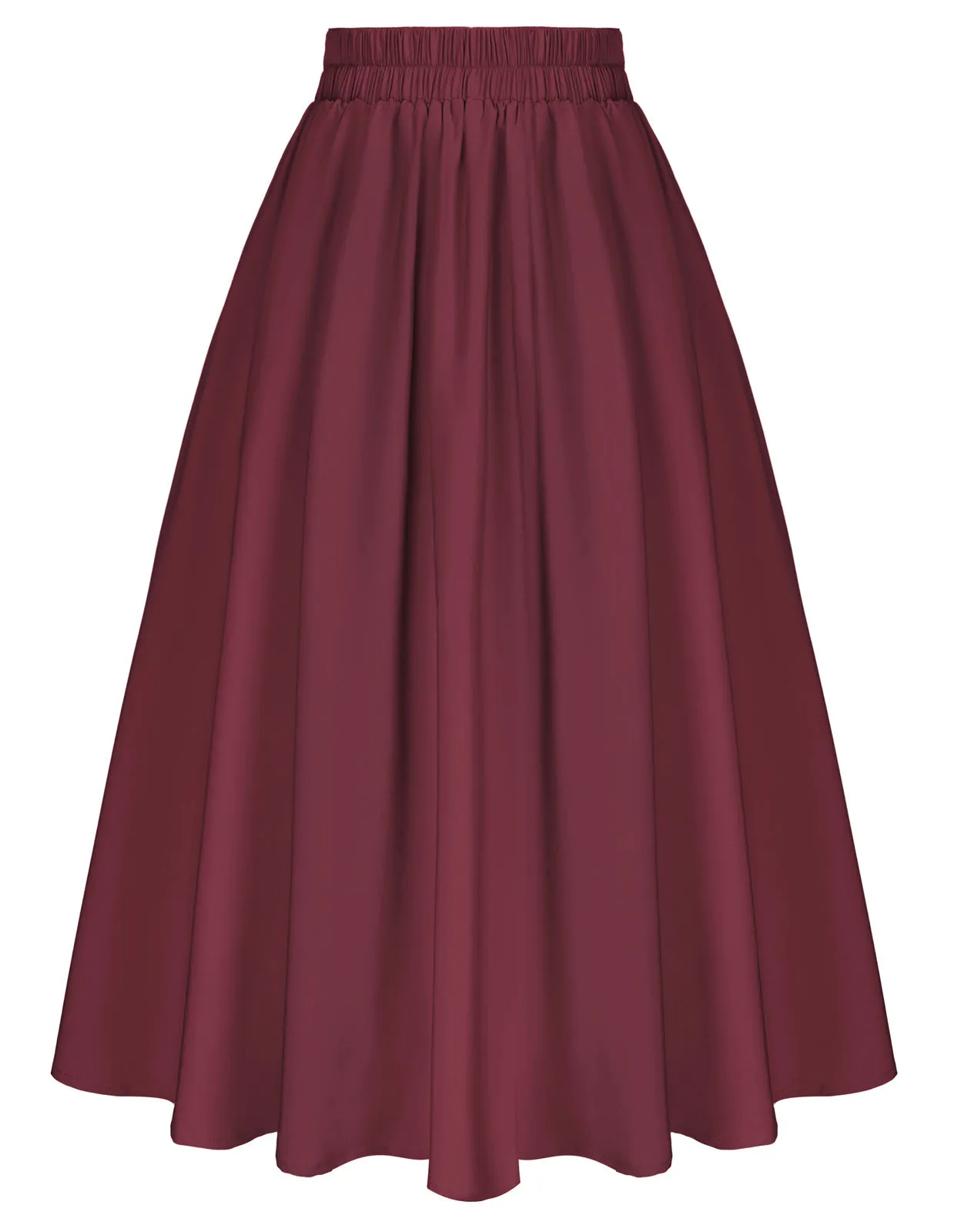 Vintage Skirts with Side Slit High Waisted Midi A-Line Flowy Skirts with Pockets