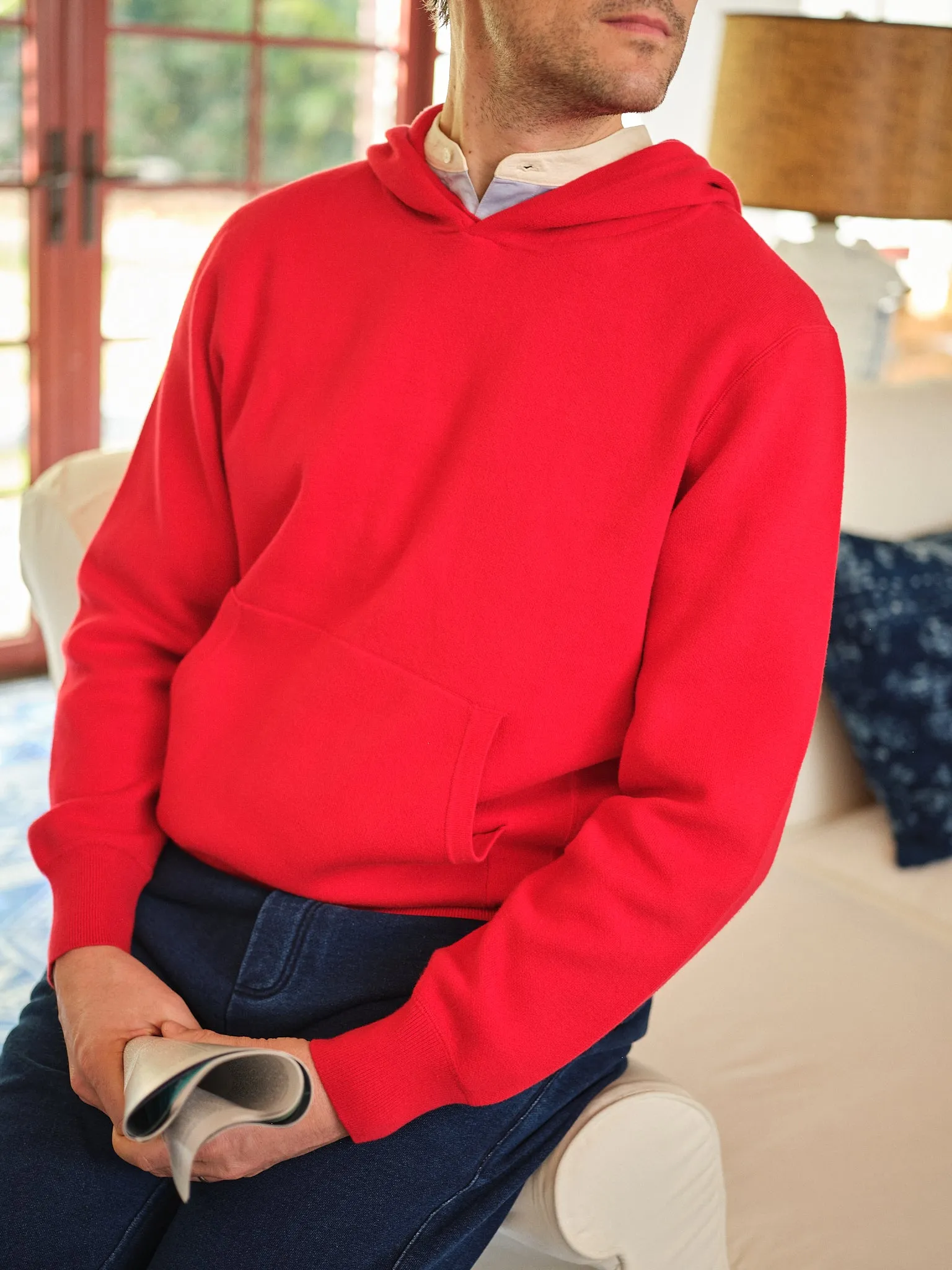 Wharf Knit Hoodie in Crimson