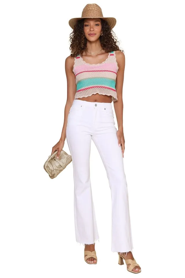 White High Rise Flare Jeans