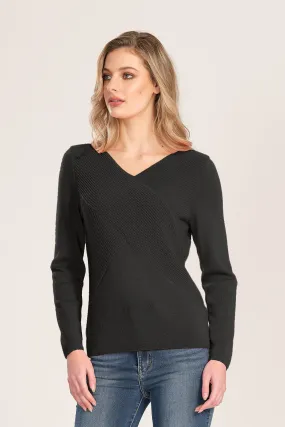 Womens LS V Rib Wrap Jumper