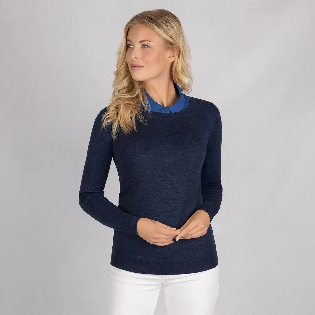 Wool Pullover Light Round Neck Women